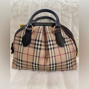 SOLD‼️Burberry Beige/Dark Brown Haymarket Check PVC and Leather Thornley Satchel